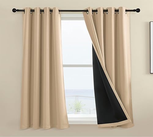 Miniatura 77 de Rutterllow - Cortinas 100% opacas, paneles de cortina con ojales, aislamiento térmico y bloqueo de luz para habitación y sala de estar, (2 paneles