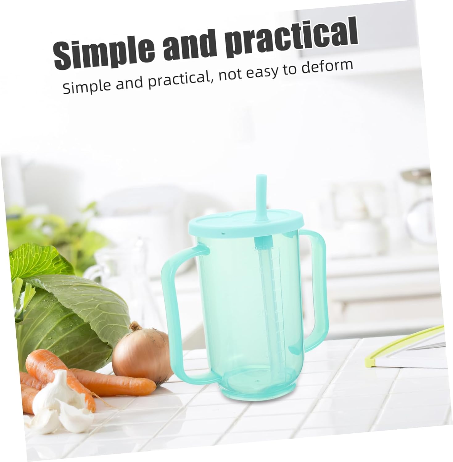 2pcs Nursing Cup Spill-proof Drinking Mug for Dysphagia Rehabilitation Hospital Feeding Cup Straw and Lid for Disabled Adults