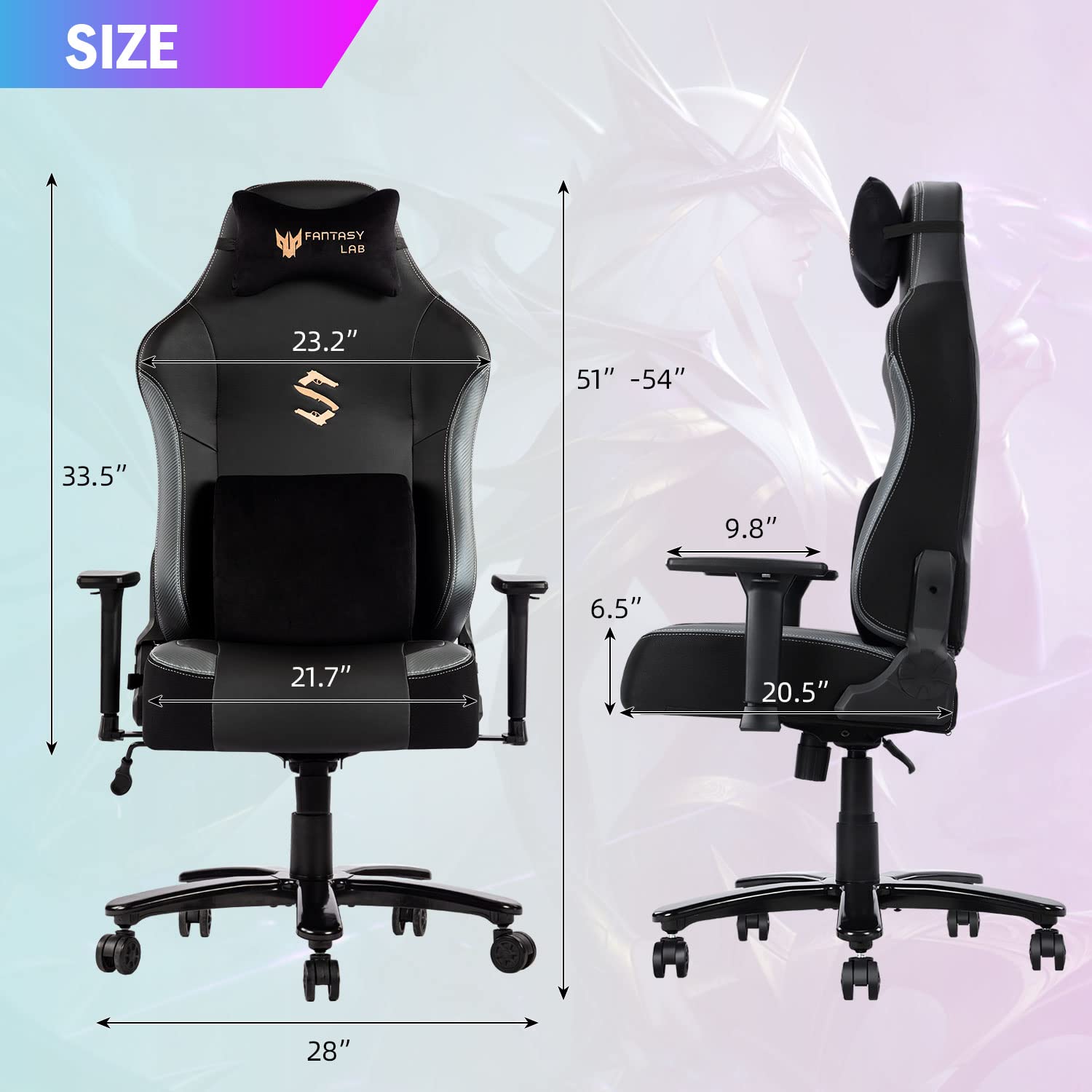 Armrest Fantasylab Big And Tall Gaming Chair Memory Foam