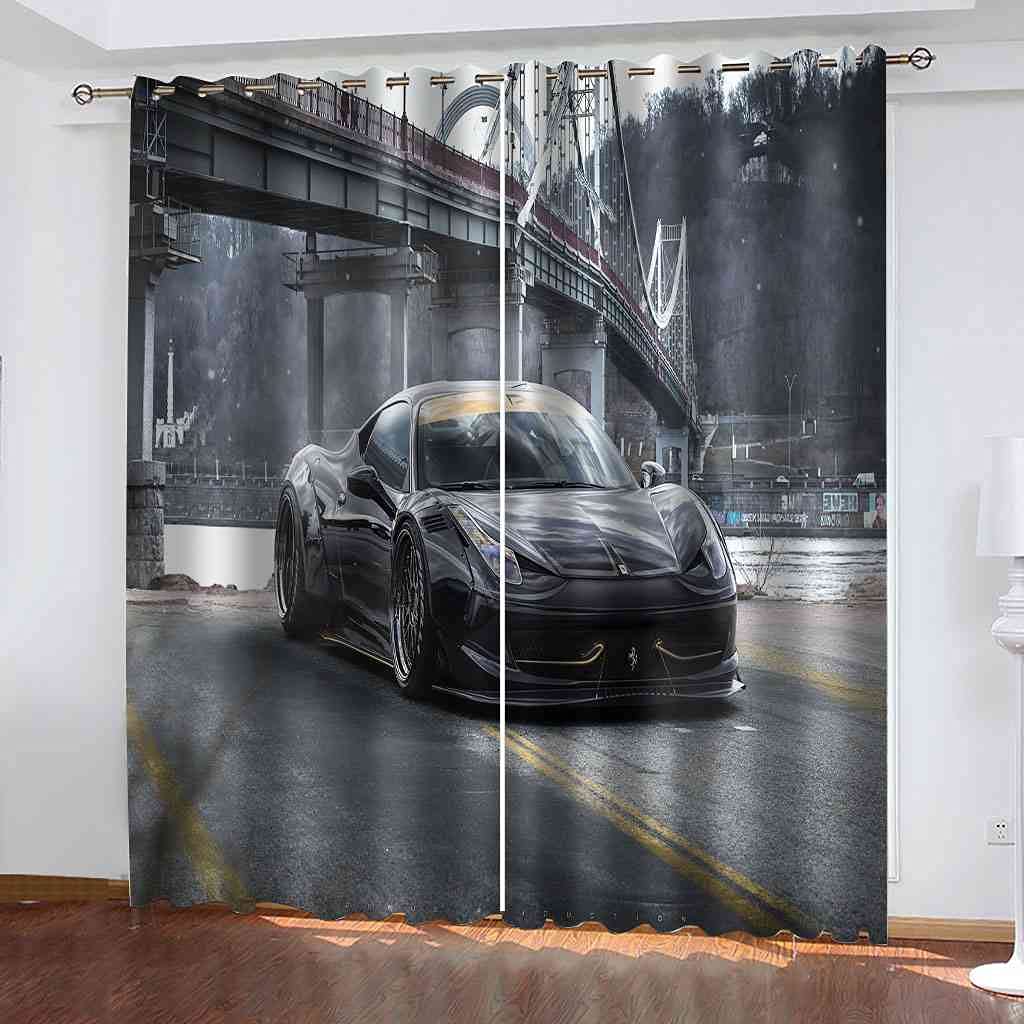 Rideau occultant paysage de voiture de ville idéal pour chambre de bébé