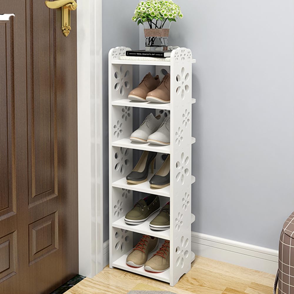 Dripex Etagère à Chaussures Blanche, Étagère de Rangement Gain de Place, Montage Ultra Facile, Meuble Compact pour Entrée Couloir Salon, 6 Niveaux