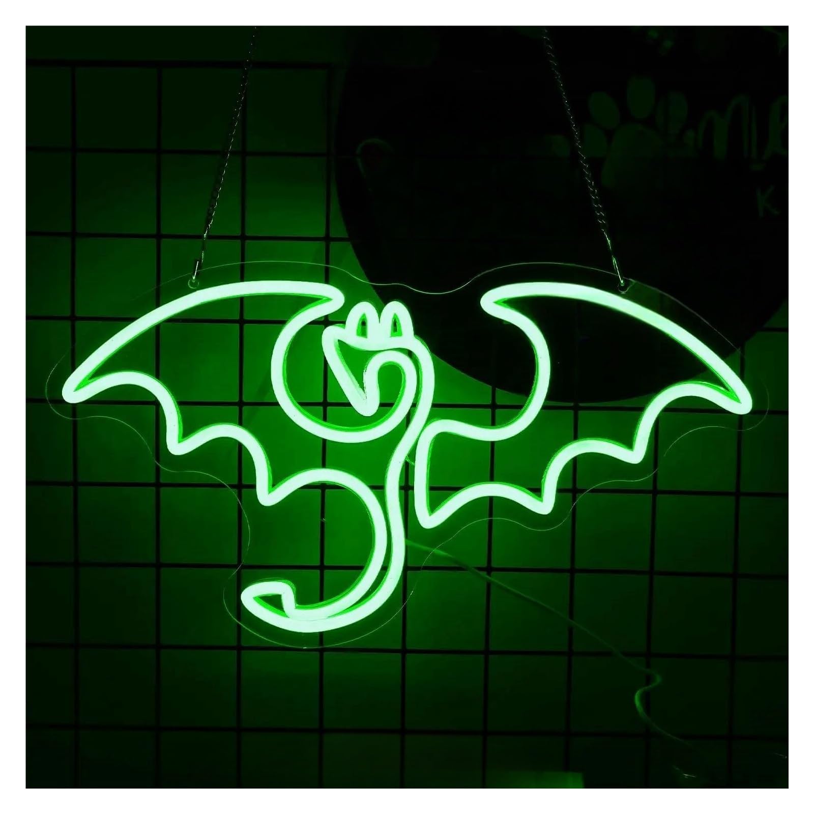 LEMST Signs Lamp Dragon Neon Sign Cartoon Green Light Dimmable USB Powered for Game Room Bedroom Man Cave Game Hall Decor 42.5cmx23.2cm