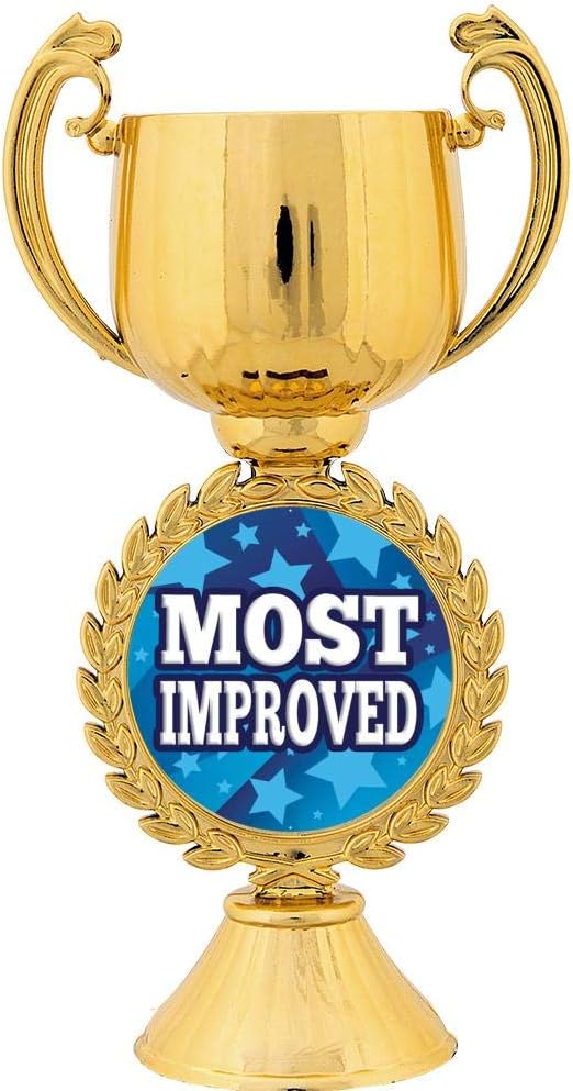 Crown Awards Personalized Most Improved Trophy, 7.25" Gold Cup Most Improved Trophies with Free Custom Engraving Prime