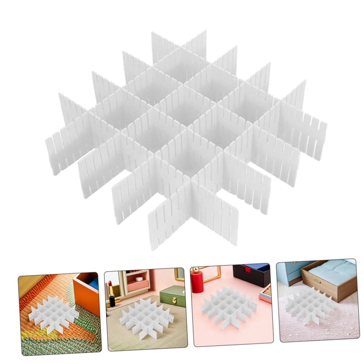 VICASKY 16 Stück Verstellbare Schubladenteiler Kunststoff Raster DIY Organizer für Unterwäsche Socken Kosmetik Schlafzimmer Büro Aufbewahrung