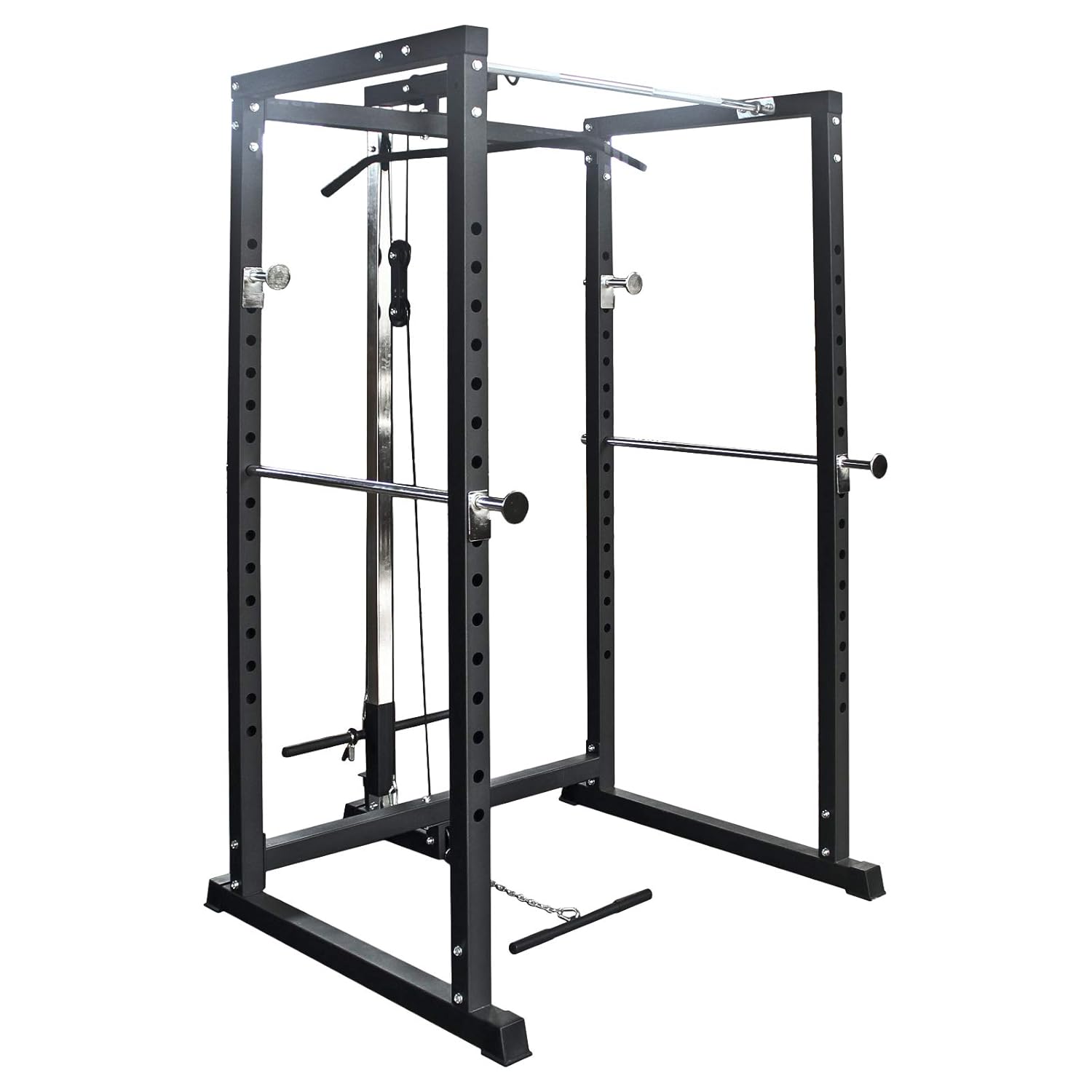 Train Hard Power Rack Cage with Lat Pull, Cable Pull and Pull-Up Bar, Solid Gym Tested and Certified Premium Quality According to EN957