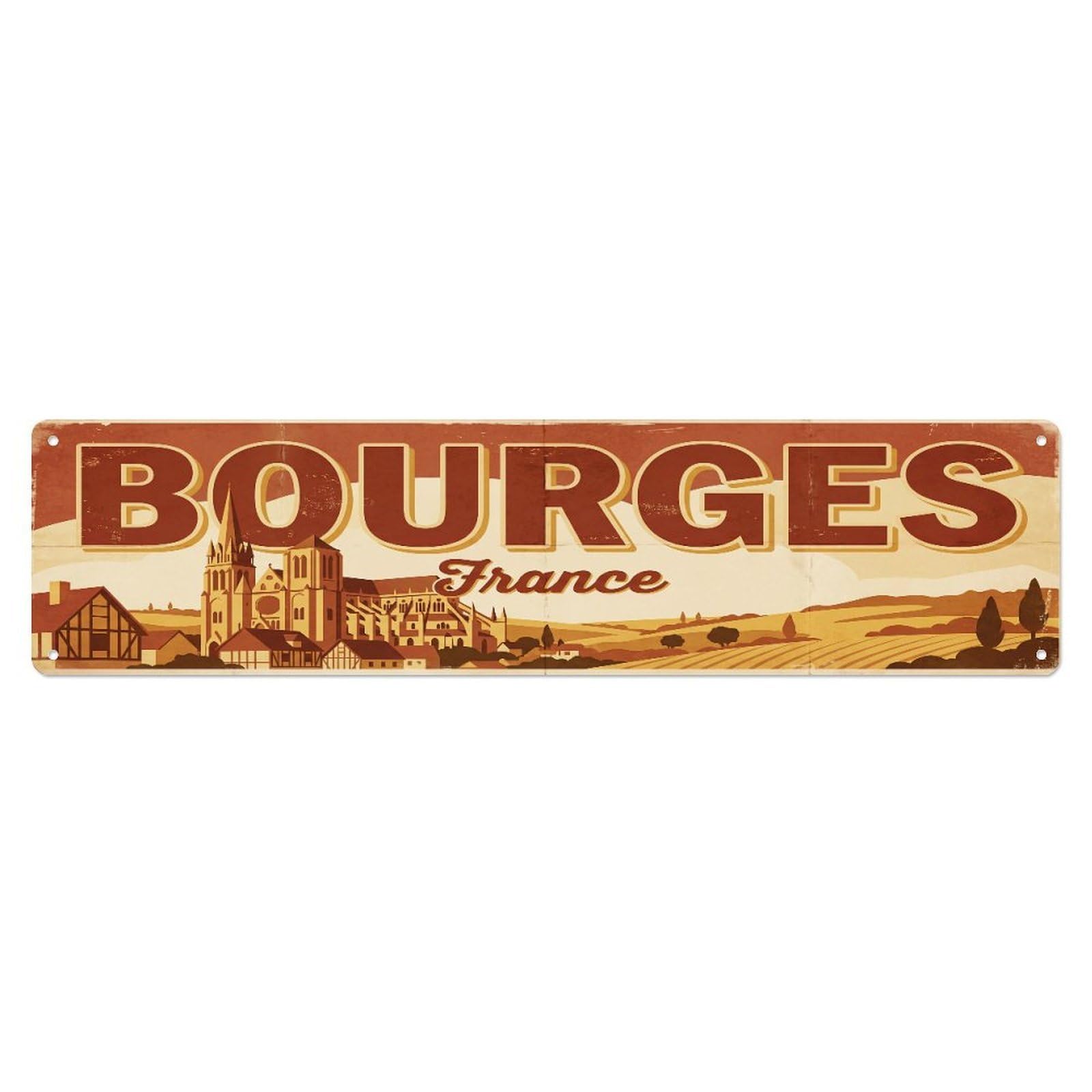 Metal Tin Sign Retro Travel France Bourges