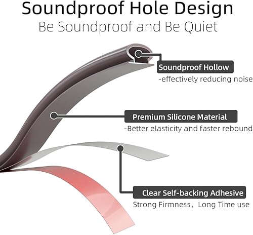 Miniatura 2 de Burlete de goma para puerta de 26 pies para espacios pequeños, tira de aislamiento de puerta en forma de D autoadhesiva para marco de puerta,