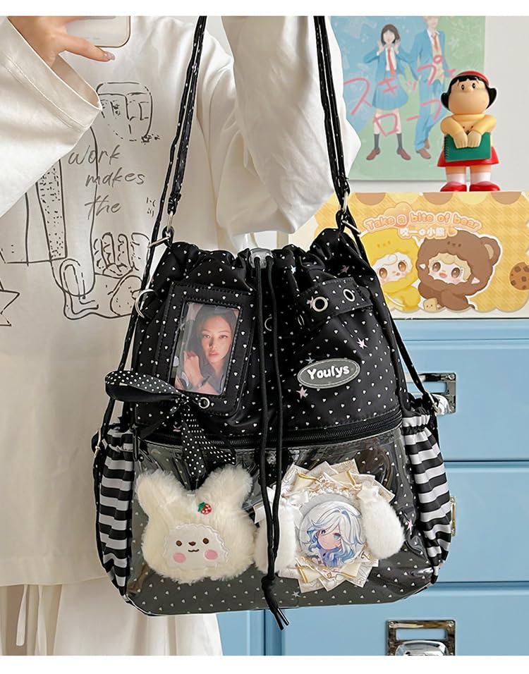 Bolso Kawaii rosa con lunares para exhibir pines miniatura 2