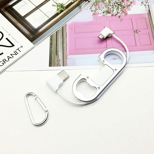 Miniatura 2 de 2 unids creativo llavero de datos cable abrebotellas llavero elegante blanco llavero para carga móvil caja blanca embalaje