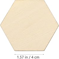 Vista 3 de EXCEART 50 piezas de madera hexagonales de 1.575 in con forma de madera hexagonal sin terminar, formas recortadas para manualidades, adornos