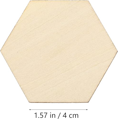 Miniatura 3 de EXCEART 50 piezas de madera hexagonales de 1.575 in con forma de madera hexagonal sin terminar, formas recortadas para manualidades, adornos para