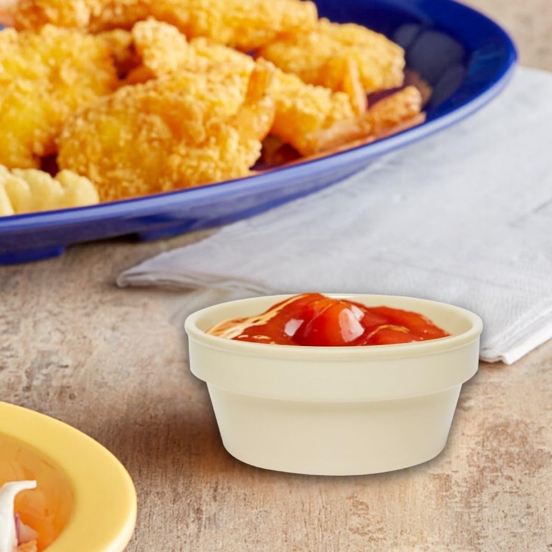 TrueCraftware- 2-1/2 oz Sauce Cup/Ramekin Tan Color Melamine Set of 12- Reusable Individual Round Condiments Cups Ramekins Dipping Sauce Cup Portion Dipping Sauce Kitchen Cups