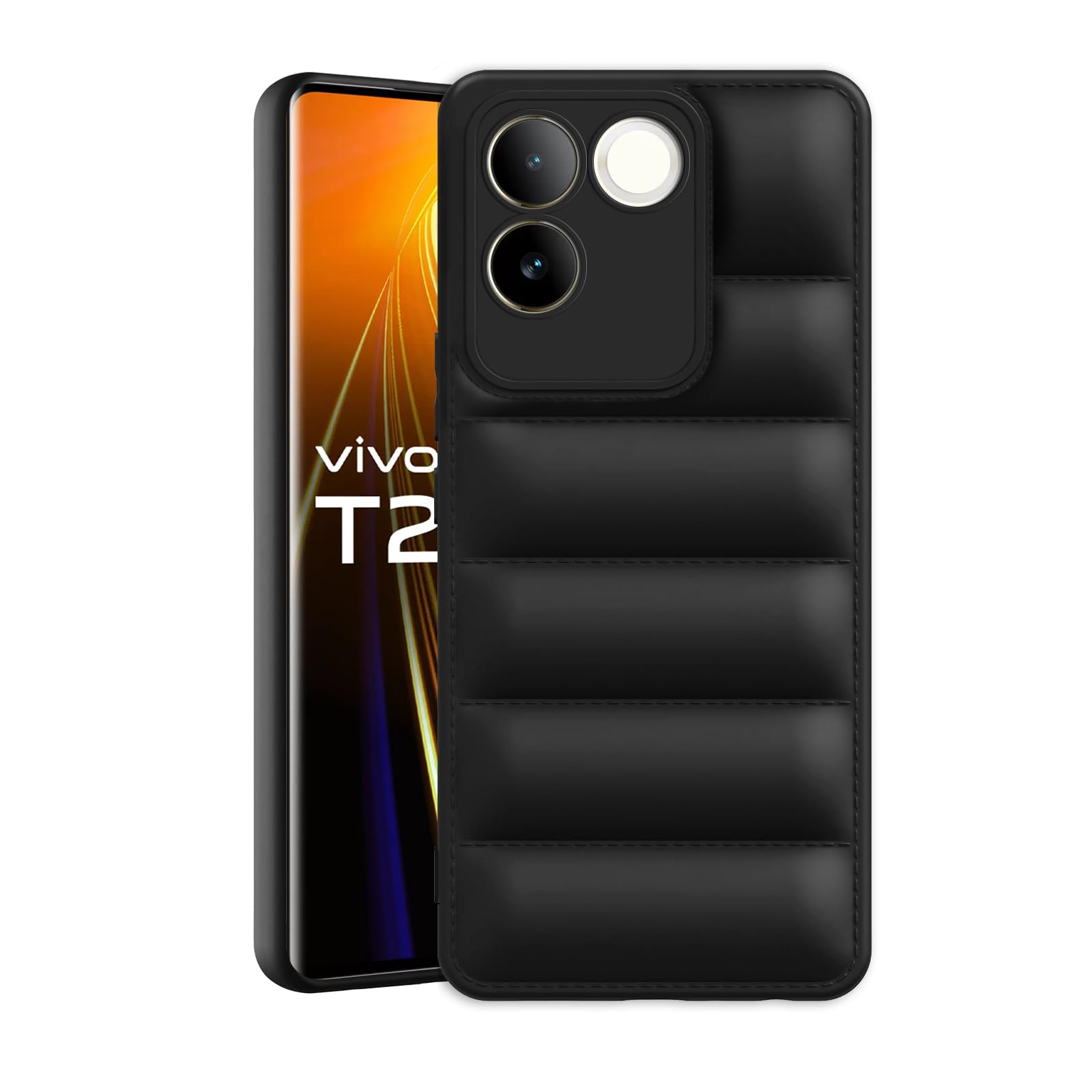 Plus Puffer Case Camera Protection Soft Back Cover for Vivo T2 Pro - Black (B0CN5HJY41) Amazon Price History, Amazon Price Tracker