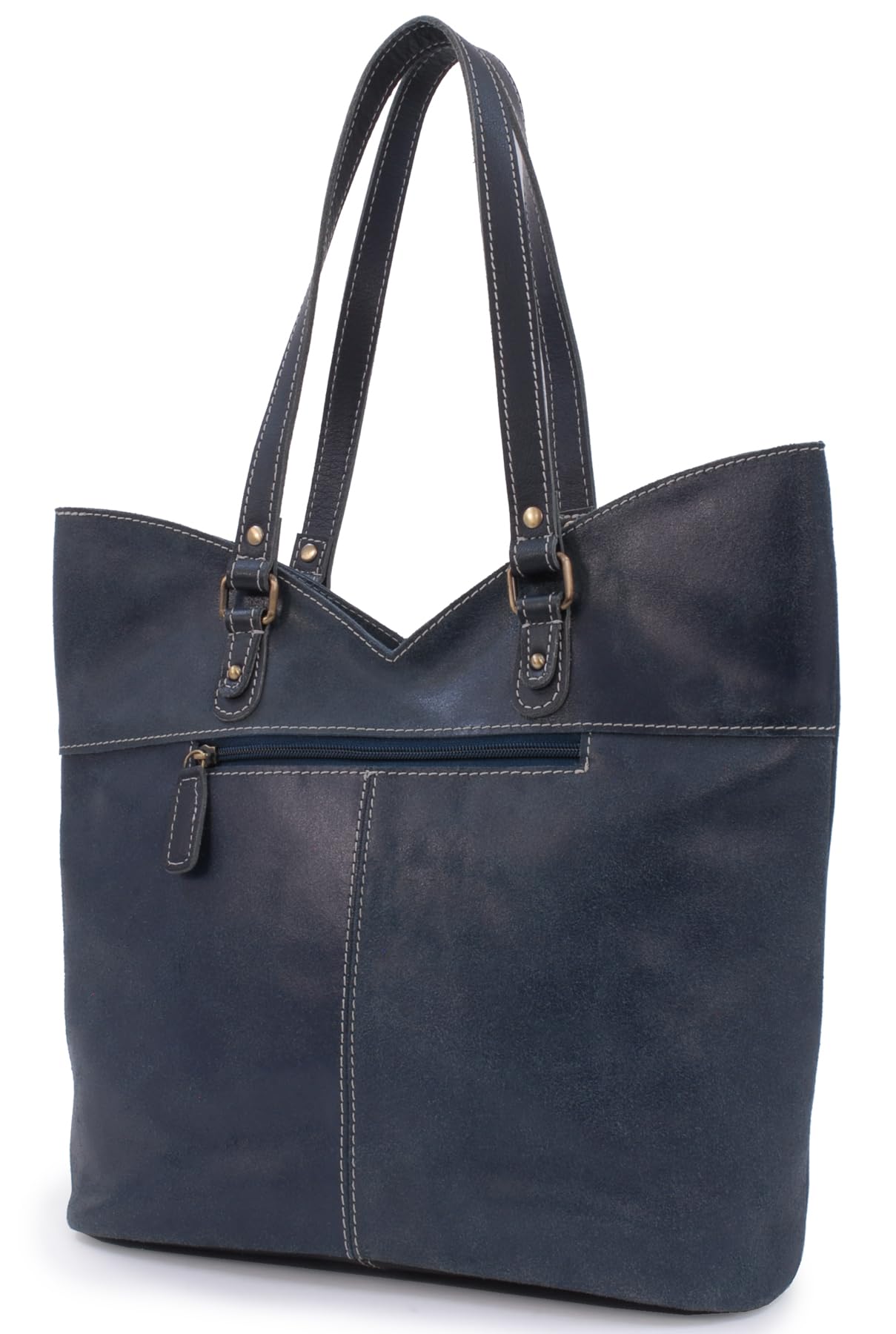 Catwalk Collection Handbags - Grande Tote Bag in Pelle Invecchiata - Borsa a Spalla Tulipano da Donna - Borsa a Mano da Lavoro - Abigail