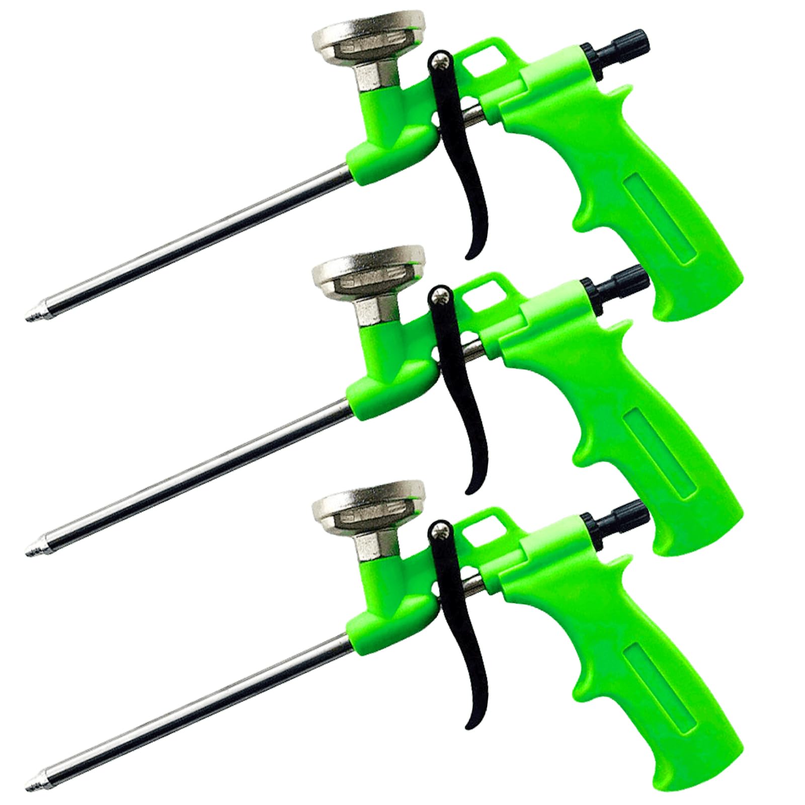 Lot de 3 pistolets à mousse PU : pistolet à mousse de construction en métal, pistolet à mousse de construction, pistolet à mousse pour le remplissage et l'étanchéité, pistolet à mousse PU pour une