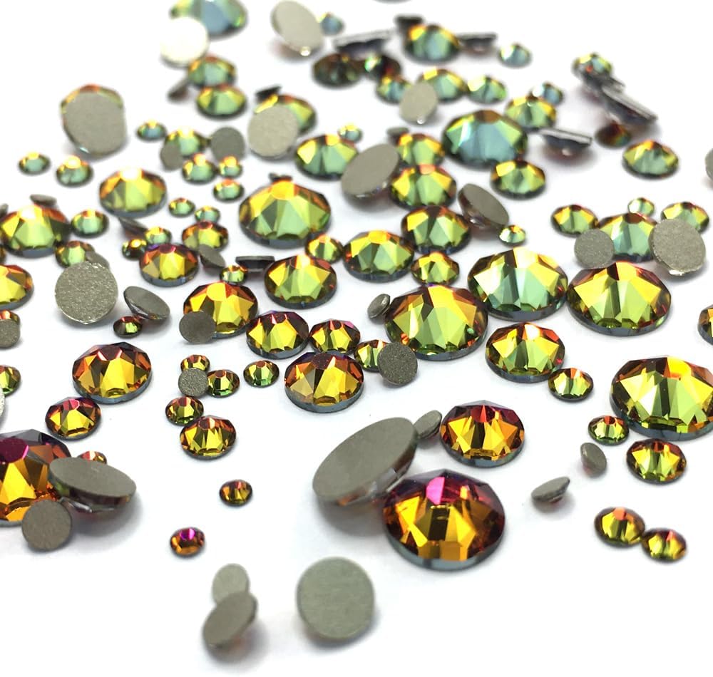 Crystal Volcano (001 VOL) 144 pcs Austrian 2058/2088 Crystal Flatbacks Rhinestones Nail Art Mixed with Sizes ss5, ss7, ss9, ss12, ss16, ss20, ss30 Made in Austria