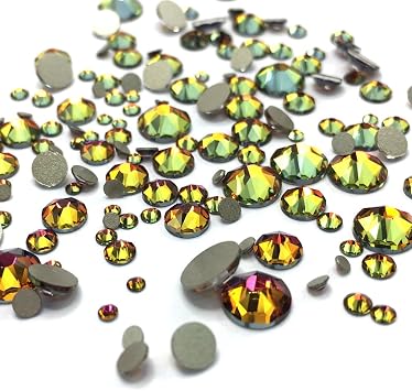 144 pcs Crystal Volcano 001 VOL Austrian Flatbacks Assorted Mix Sizes | 2088 XIRIUS 2058 Round Rhinestones Gems 2mm to 6mm ss5 ss7 ss9 ss12 ss16 ss20 ss30 Foiled No-Hotfix Nail art Made in Austria