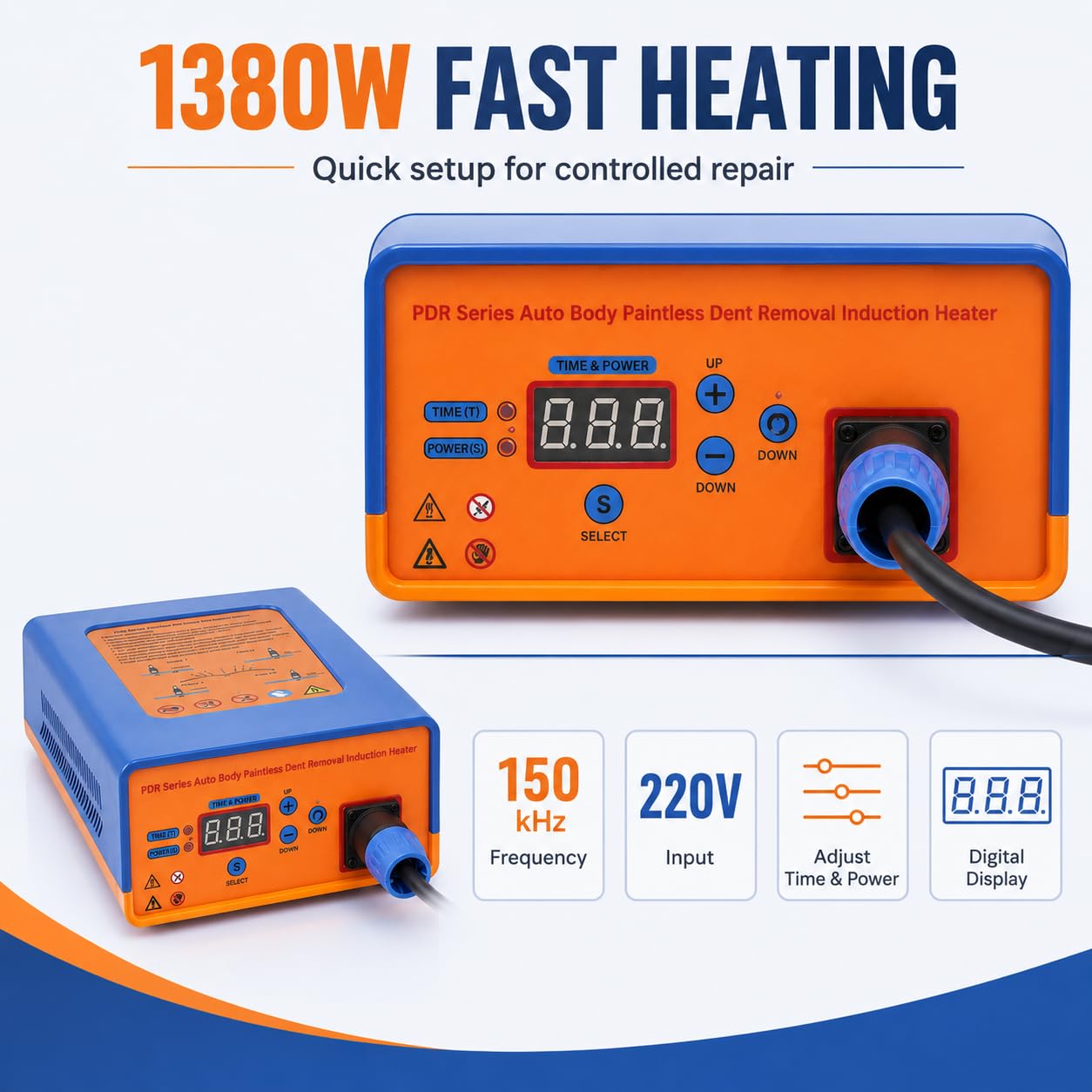 Dispositivo riscaldante a induzione da 1380 W, dispositivo di riparazione delle ammaccature per auto, PDR per riscaldamento a induzione, Hot Box, kit di riparazione per carrozzeria e