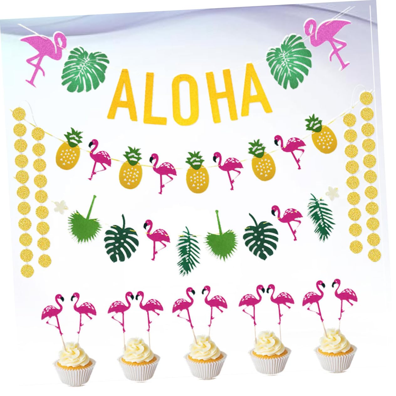 ibasenice 2stücke Hawaiian Party Dekorationsset Aloha Girlande Mit Schildkröten Und Blättermotiven Für Sommer Und Gartenpartys Teiliges Mit Bunten Tropen-accessoires Und
