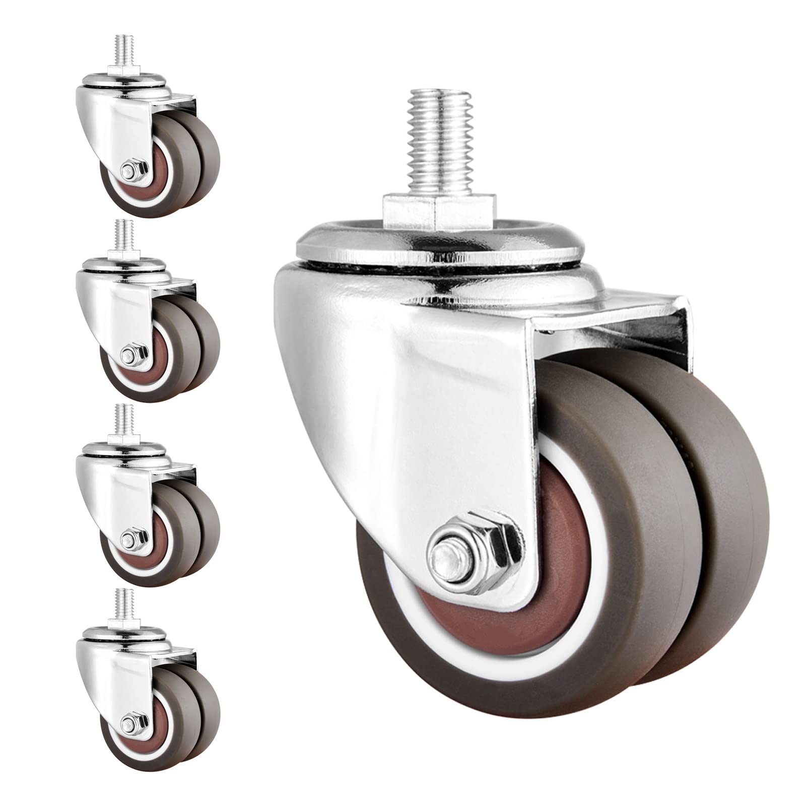 Roulettes pivotantes de rechange 50mm caoutchouc avec roulement chaise chariot