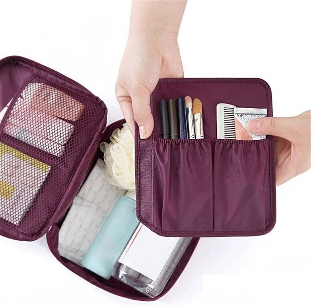 Makeup Organizer Portable Cosmetic Bag Outdoor Ladies Daily Cosmetic Bag Toiletries Storage Cosmetic Bag Suitable for Traveling Cosmetics Storage Display Box Case (Color : 1) (Brass) image 5