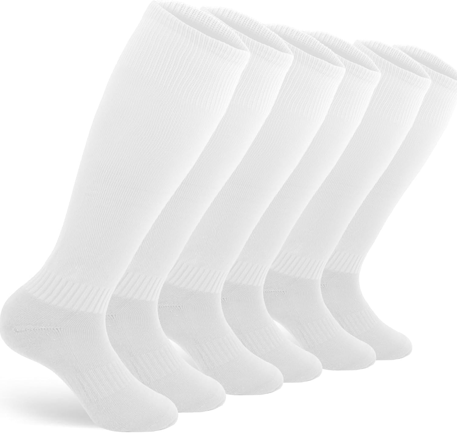 Youth and Adults Sports Socks 3-Pack - Non-Slip Cotton Breathable Knee-High Sports Socks for Baseball Football