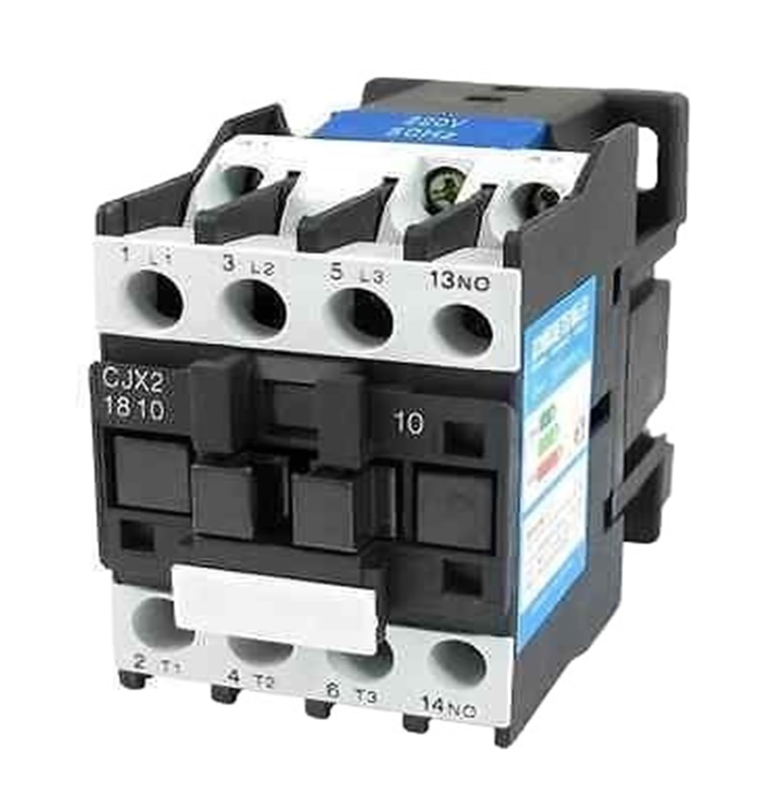 CJX2-1810 LC1 stycznik AC 18 A, 3-fazowy, 3-biegunowy, bez napięcia cewki 380 V, 220 V, 110 V, 36 V, 24 V, 50/60 Hz, montaż na szynie DIN 3P + 1NO normalnie otwarty | 3-fazowy (CJX2-1801(NC) 220 V AC)