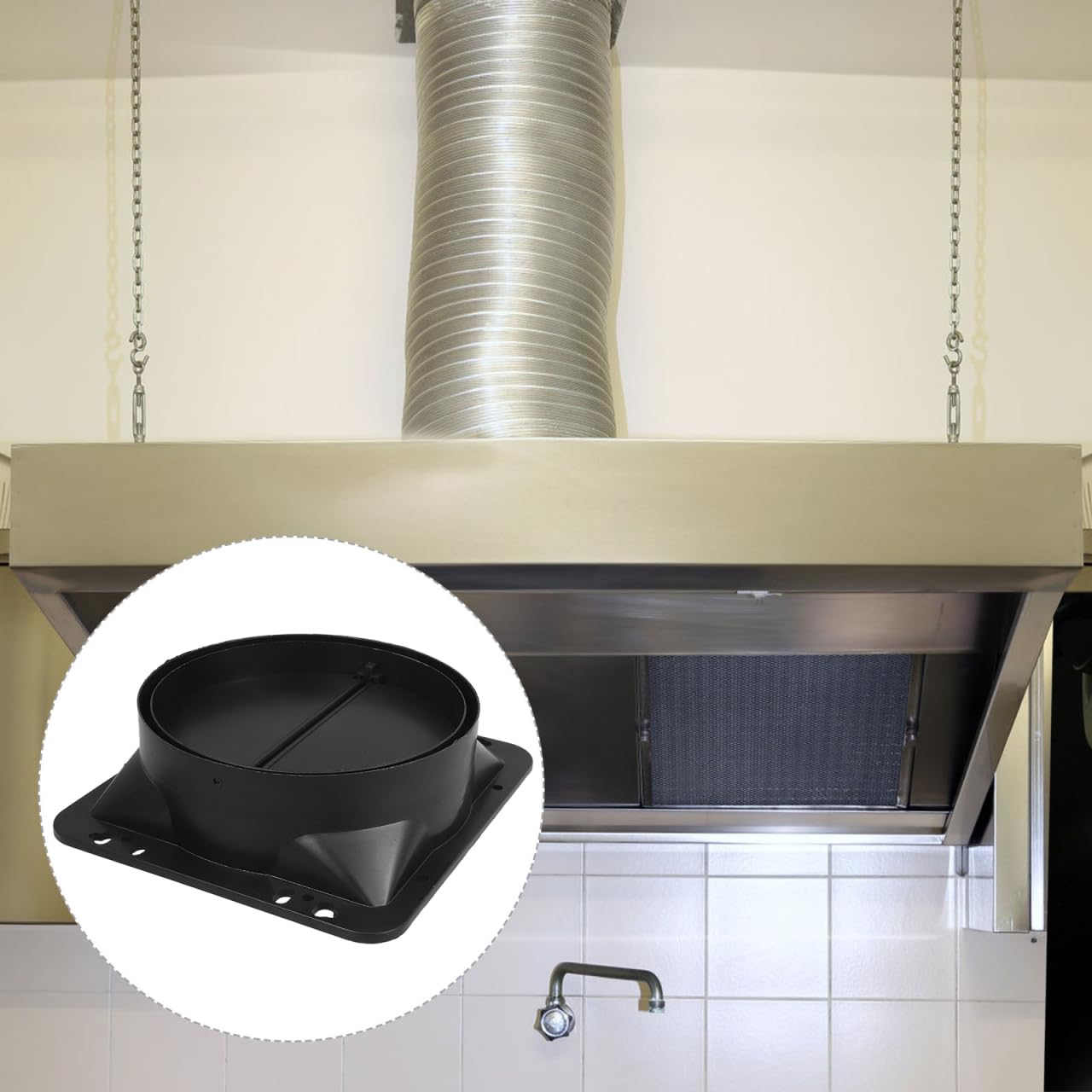 Hemobllo Válvula Antirretorno Para Campana Extractora De Cocina Con Adaptador Y Tira De Espuma Repuesto De Ventilación Para Extractor Previene Reflujo Y Olores Fácil Instalación 8.18X7.48X2.36In