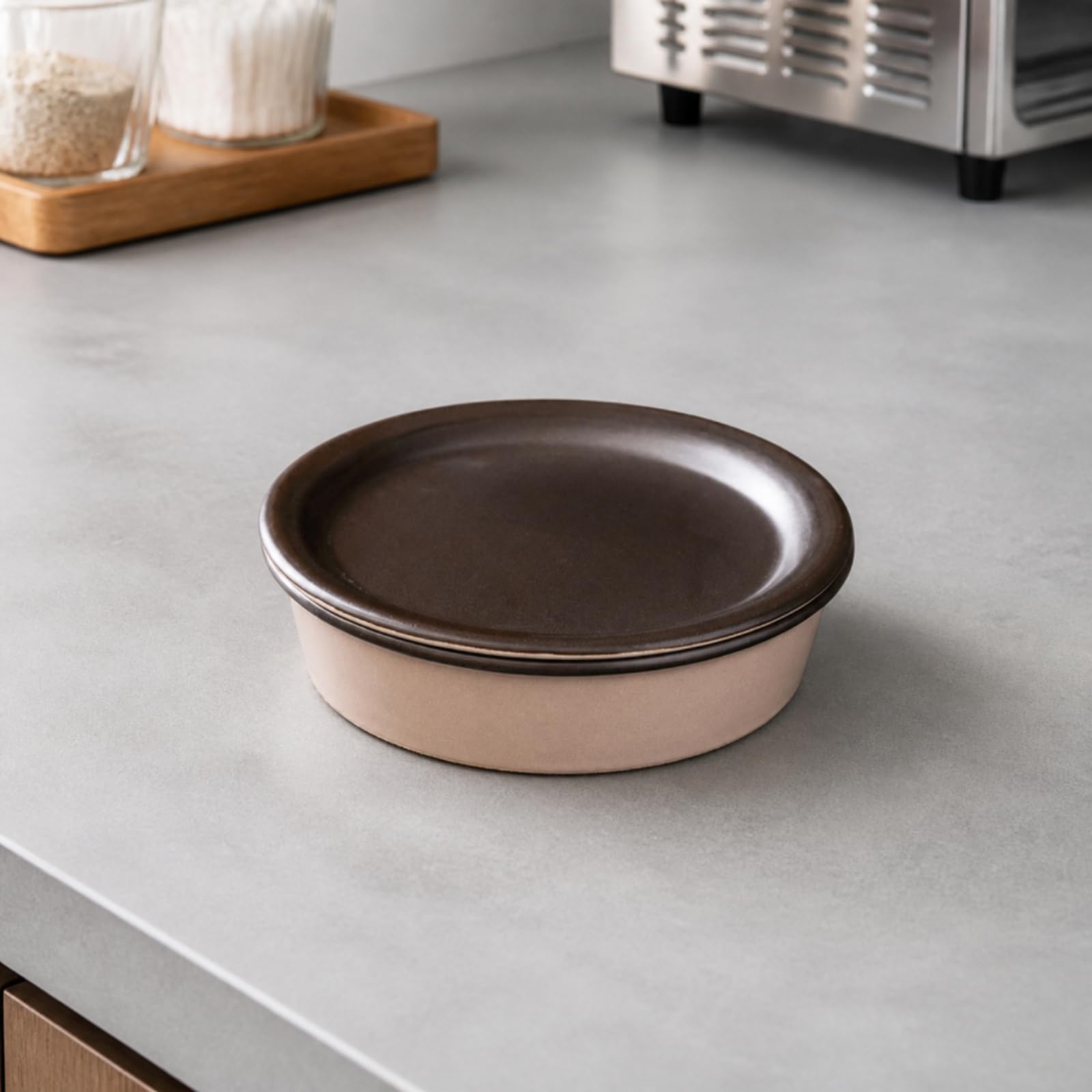 Pirofila Rotonda Bassa Adatta Al Microonde Pirofila con Bordo Rialzato Superficie Opaca Teglia da in Ceramica per Bar e-Osterie, L