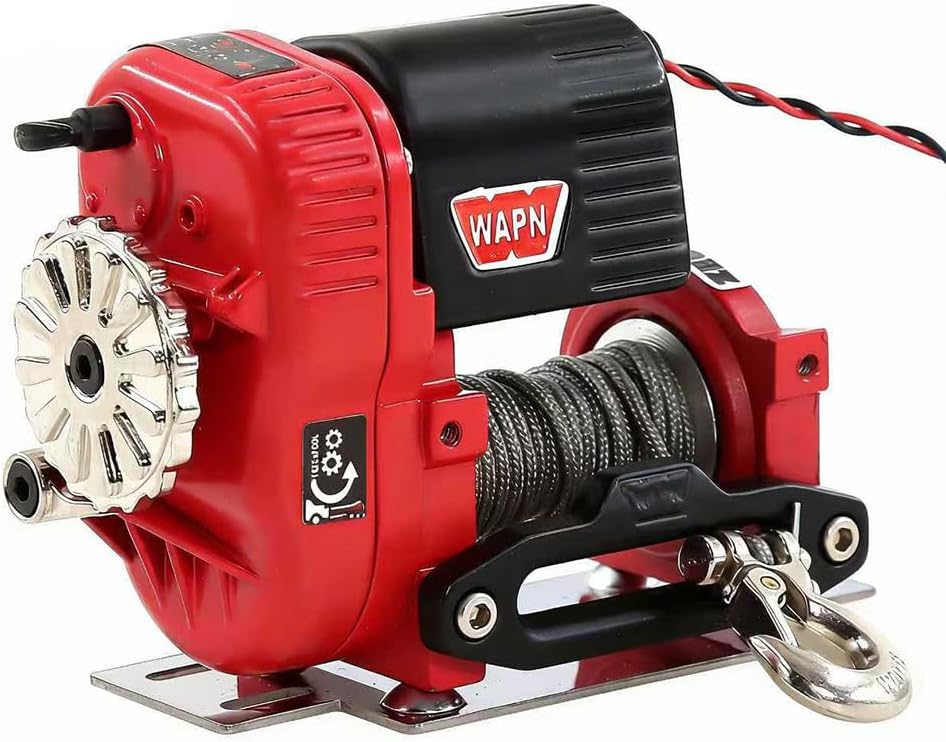 fujita 1/10 Crawler Metal Remote Control Winch - Wireless Remote Control System (Rescue/Towing) Compatible with Axial T4 T6 SCX10 SCX10 II 90046 90047 RC 4WD D90 1/8 Crawler （Red）