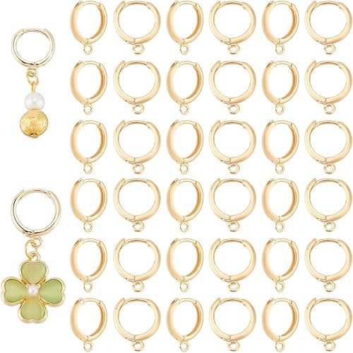 PH PandaHall Huggie - Juego de 30 aretes chapados en oro de 18 quilates, ganchos de palanca en la parte trasera de los aretes, kit de fabricación de