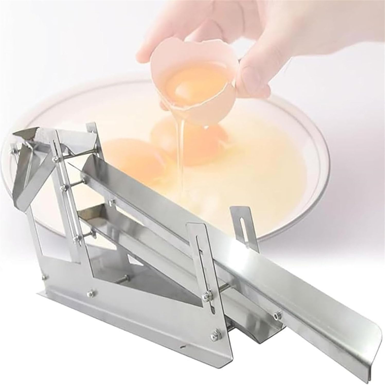 3S Chicken Yolk Protein Separator 2mm Thickness Stainless Steel Egg Liquid Filter Egg White and Yolk Separator for Home/Commercial Use