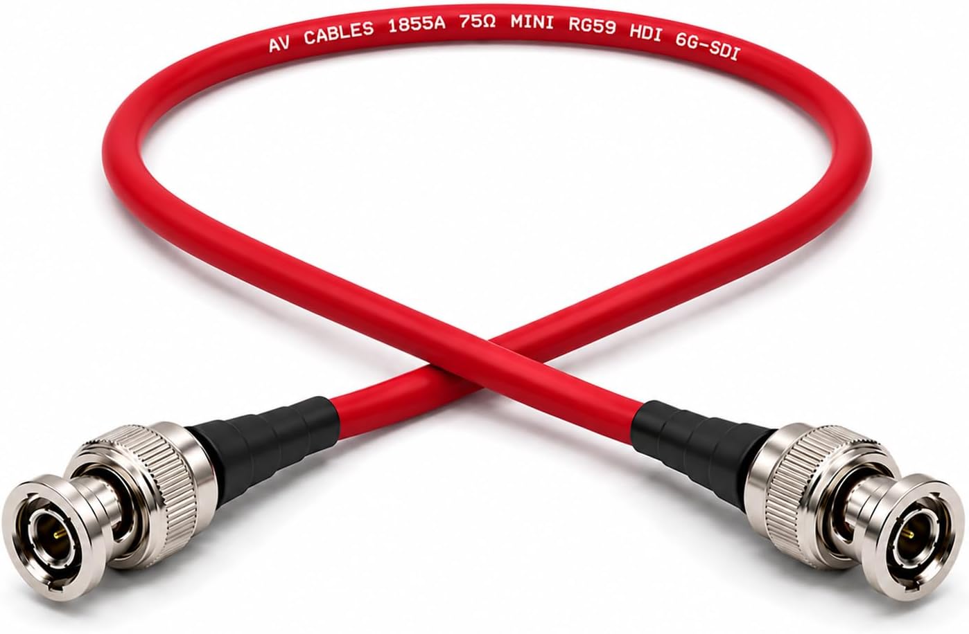 AV-Cables 25ft 1855A 6G HD-SDI BNC to BNC Cable | Using Belden Mini RG59 75 Ohm Broadcast Video Coax | 1080p, 3G, 6G SDI - Red