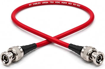 AV-Cables 25ft 1855A 6G HD-SDI BNC to BNC Cable | Using Belden Mini RG59 75 Ohm Broadcast Video Coax | 1080p, 3G, 6G SDI - Red