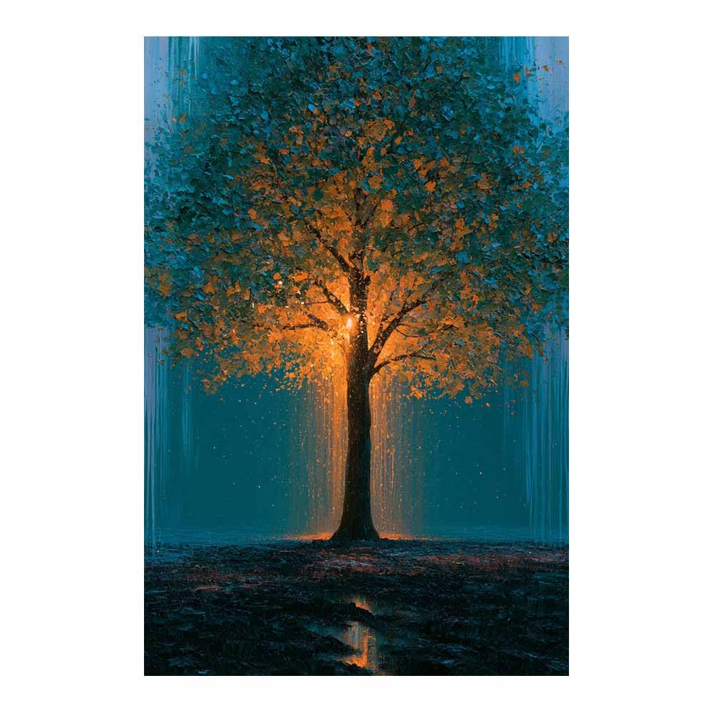 HOQIU Tree Wall Art Sunset moon tree artwork, home canvas prints, for Bathroom Living Room Bedroom(Multicolor)-40x60cm Unframed