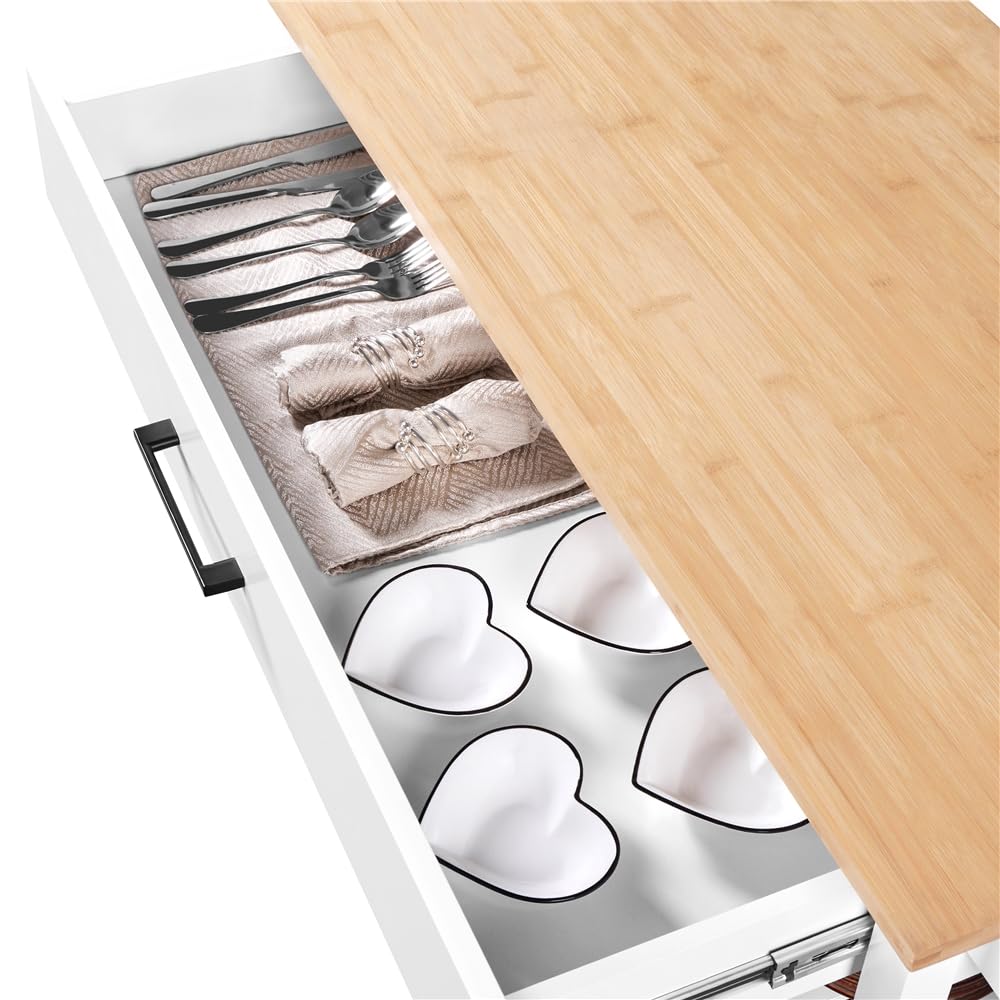 Yaheetech Carrello da Cucina Bianco a 3 Ripiani con Ruote Cassetto Carrello di Servizio Carrellino Portaoggetti Multiuso Salvaspazio Stile Moderno Porta Microonde 101,5 x 51 x 92,5 cm