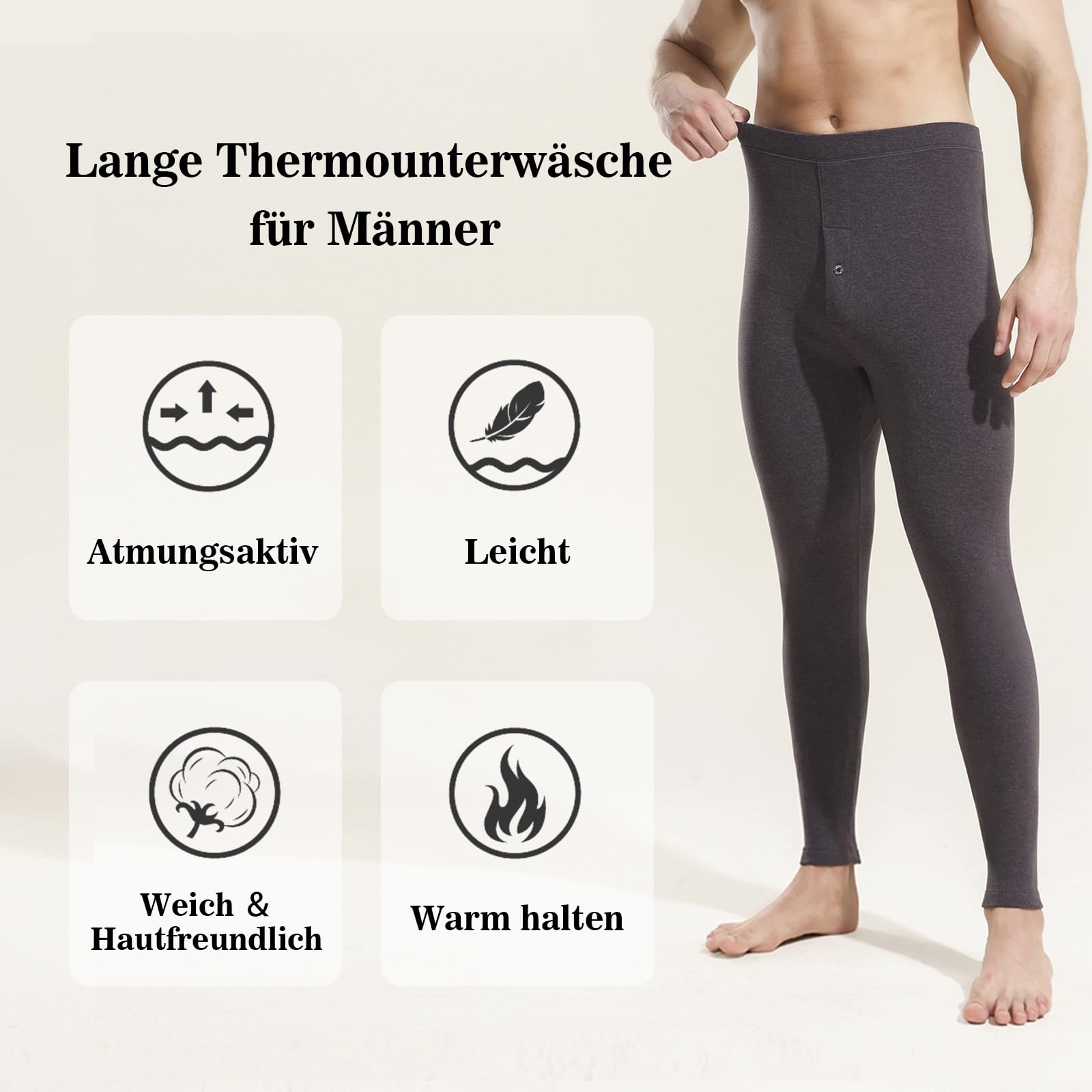 Calzoncillos largos para hombre con abertura, ropa interior térmica de invierno, ropa interior cómoda y cálida para hombre, pantalones térmicos, leggings térmicos