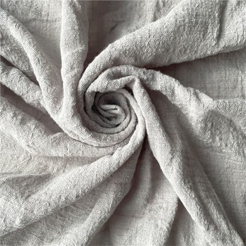 1 pieza de tela de algodón de lino fino de crepé de verano, respetuosa con el medio ambiente, suave, transpirable, hecha a mano, costura, costura, ropa, vestido, tela para coser (gris, 45 x 125 cm)