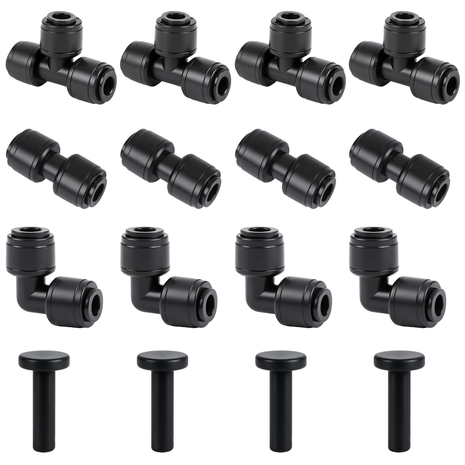 Copadri Quick Connect 1/4" Drip Irrigation Fittings Kit: 40 Pieces Drip Line Connection Push to Fit Parts for 1/4-Inch Tubing Dripline Hose Connectors for Garden Lawn Sprinkler System