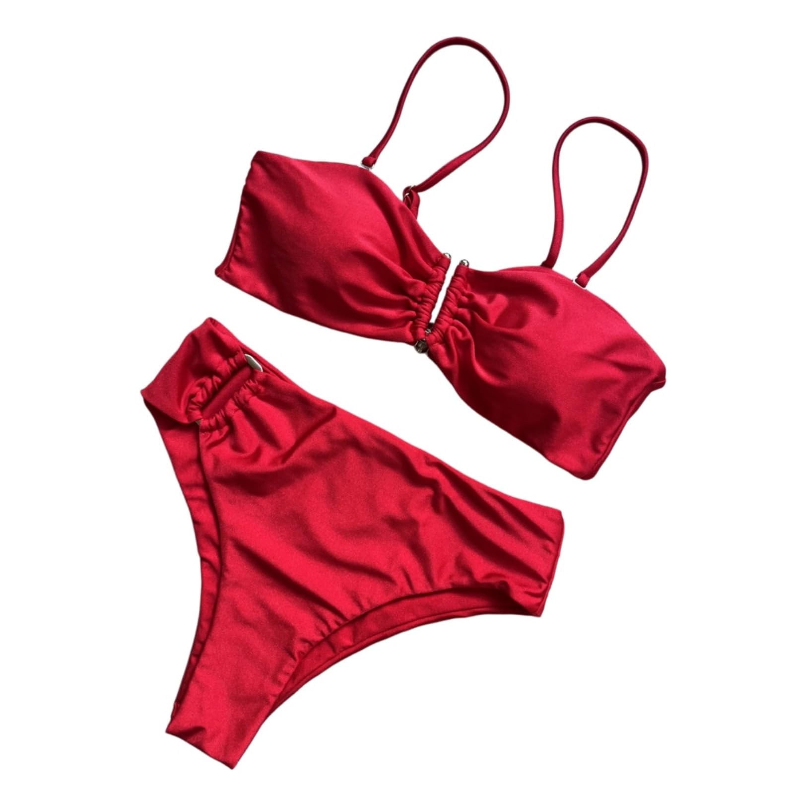 Bikini Mujer Mujeres Bandeau Set Ruched Traje De Baño Playa Dos Piezas-ut03-l