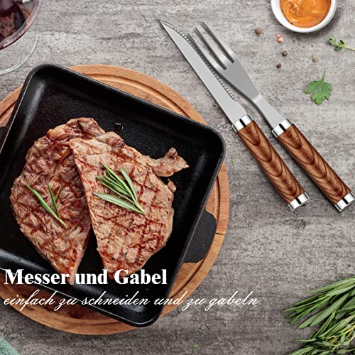 Grilliance 38 Stücke BBQ Grillbesteck Set Edelstahl Grillzubehör für Männer Geschenk Geburtstag Hochwertiger Grillutensilien Set Koffer mit Grillkoffer und Grillmatte für Garten und Camping Braun 4