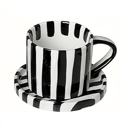 Tea Cup and Saucer, Ceramic 8 oz coffee mug, Dishwasher