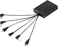 Vista 1 de Caja de fuente de alimentación externa con seis conectores tipo e interruptor de encendido/apagado para varios equipos de CC, como algunos tipos