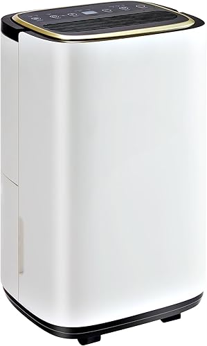 Sweetcrispy Deshumidificador de 50 pintas para sótano y hogar, removedor de humedad portátil silencioso Energy Star con manguera de drenaje continuo