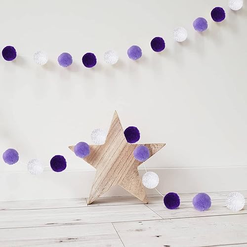 Miniatura 10 de Zwiebeco Guirnalda de bolas de color rosa, morado y blanco, adornos para cumpleaños, boda, baby shower, fiesta, habitación de bebé, habitación de