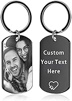 Personalized Photo Keychain - Custom Picture & Text Engraved Stainless Steel for Dad, Boyfriend Gifts