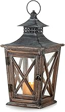 NUPTIO Indoor Decorative Candle Lanterns: Rustic Wood Lantern Candle Holders Hanging Candle Lantern Vintage Halloween Living Room Dining Room Centerpieces Table Decorations, 39cm Height
