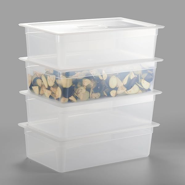 CURTA 4-Pack Full Size 6-inch deep commercial food pan with handled lid