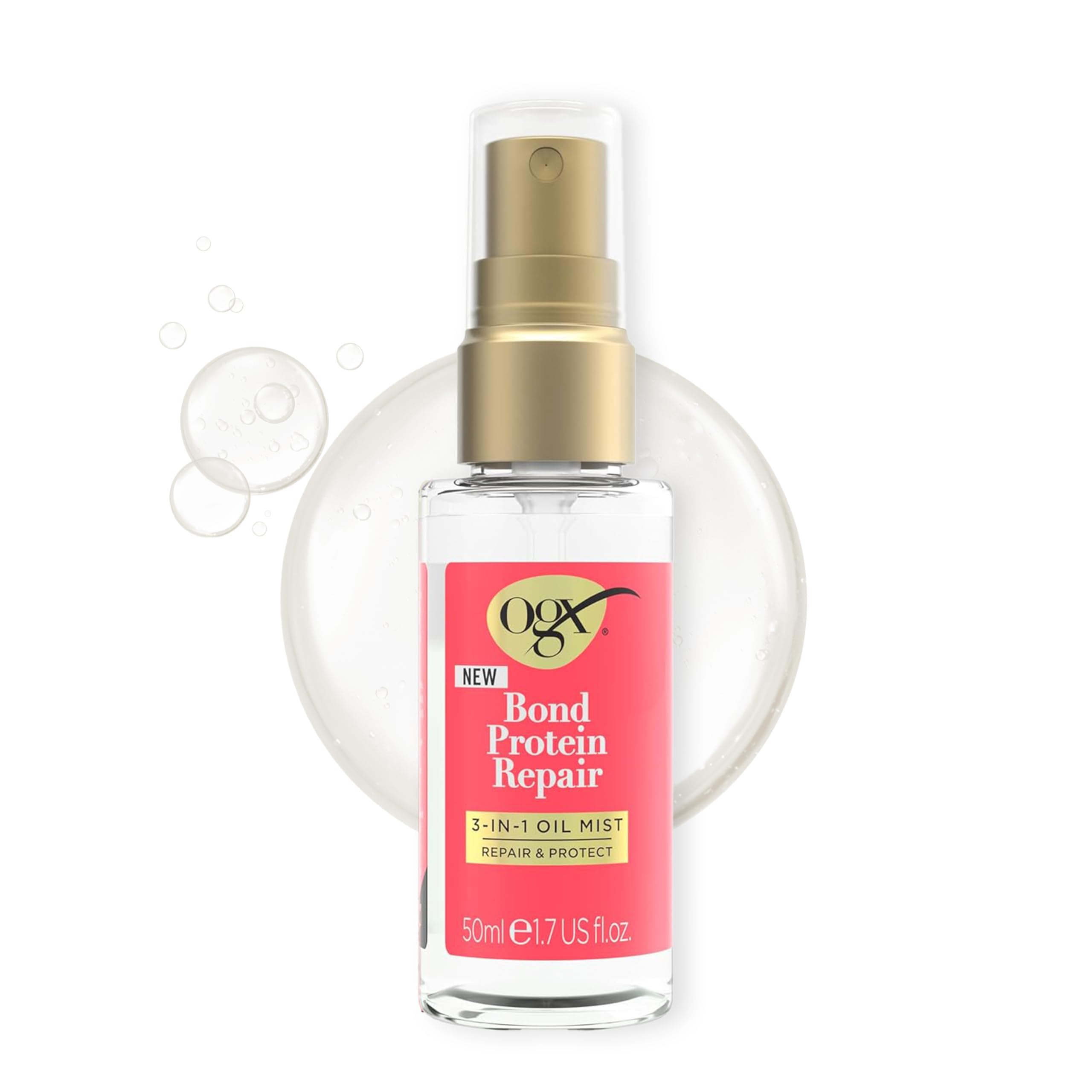 OGX Repair and Protect Bond Protein Repair 3-in-1 Oil Mist – Glättet trockenes, beschädigtes Haar für 24 Stunden