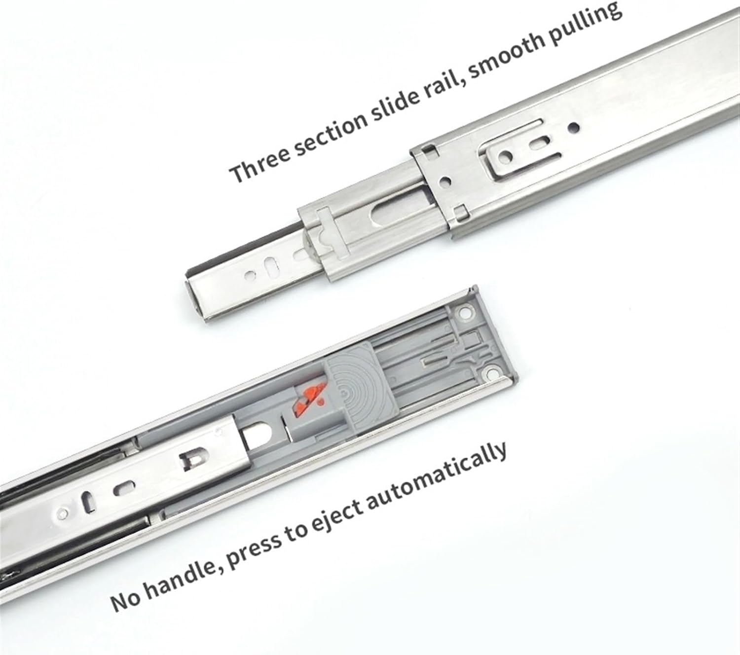 Hardware Full Extension Side Mount Drawer Slides 10-20 Inch Stainless Steel Mute Drawer Slide Rail Three-Section Buffer Track Rebound Damping(20 inch500mm)